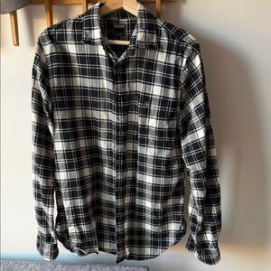 Todd Snyder Black and White Plaid Button-Down Shirt